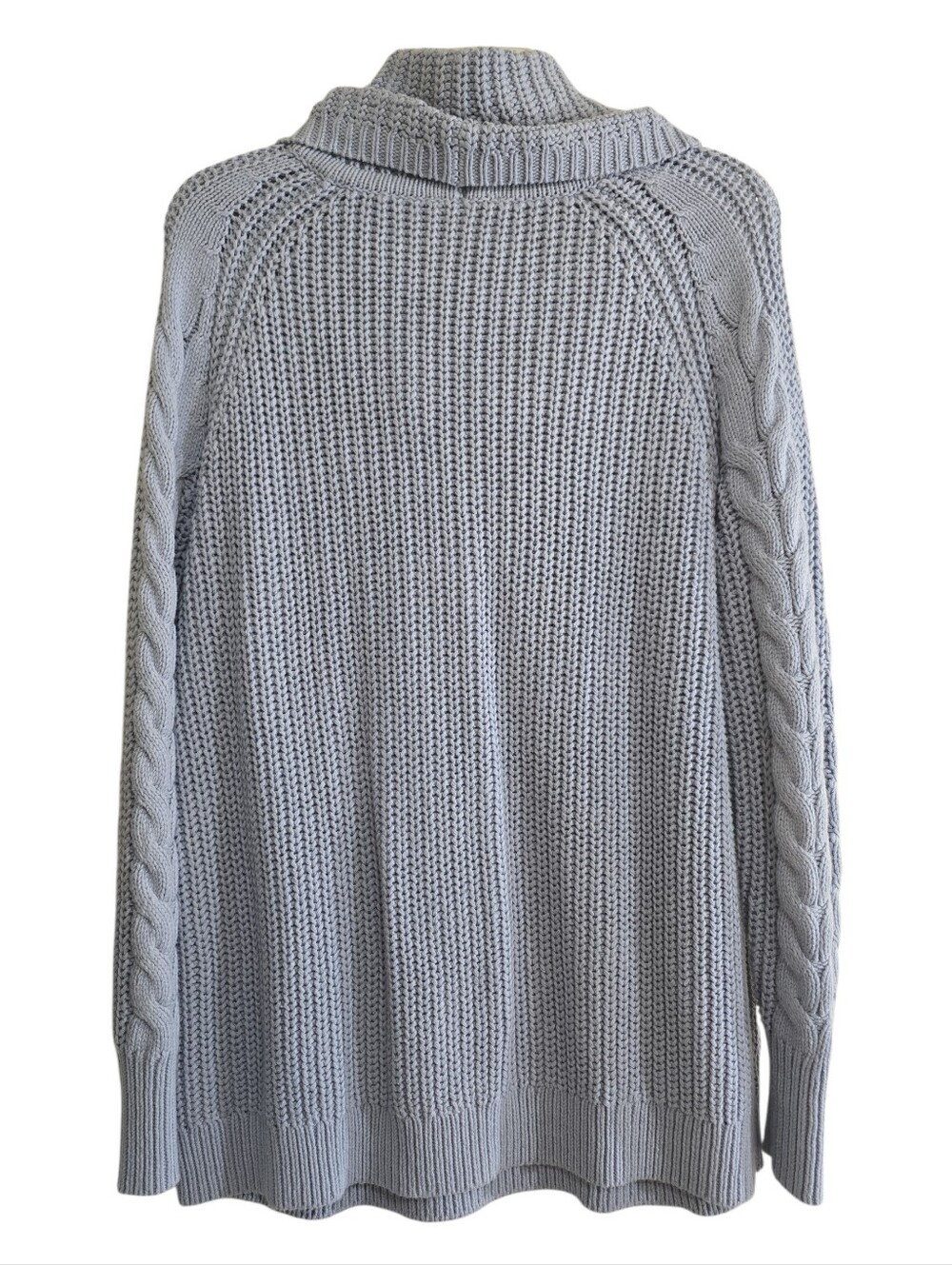 Talbots Haven Well Within Cowlneck Cable Knit Sweater Small Light Blue Oversized - Picture 5 of 6